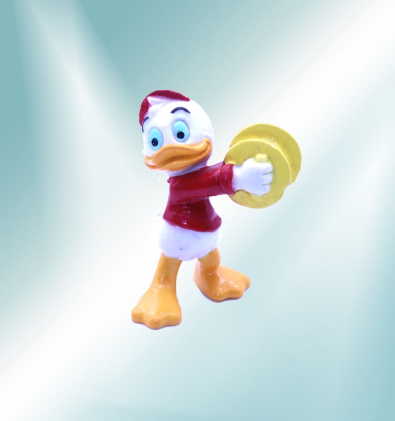 Disney Trick mit Becken-Instrument (Neffe von Donald Duck) Kunststoff Figur von Bullyland
